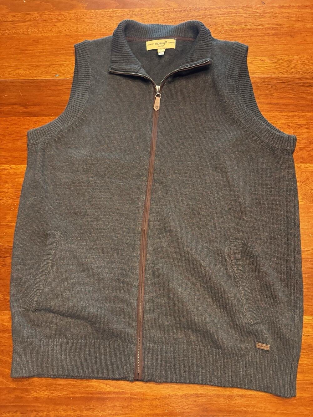 Dubarry Of Ireland Wool Vest Zipper Dark Gray Brown XL Hunting Knit